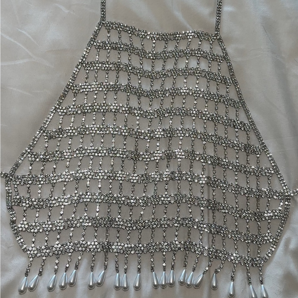 Dylanlex Inspired 12th Tribe Bejeweled Top with Pearl Drops - Picture 3 of 5